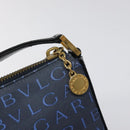 BVLGARI Logo Mania Shoulder Bag Nylon Blue Auth KD280-10