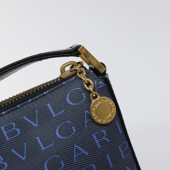 BVLGARI Logo Mania Shoulder Bag Nylon Blue Auth KD280