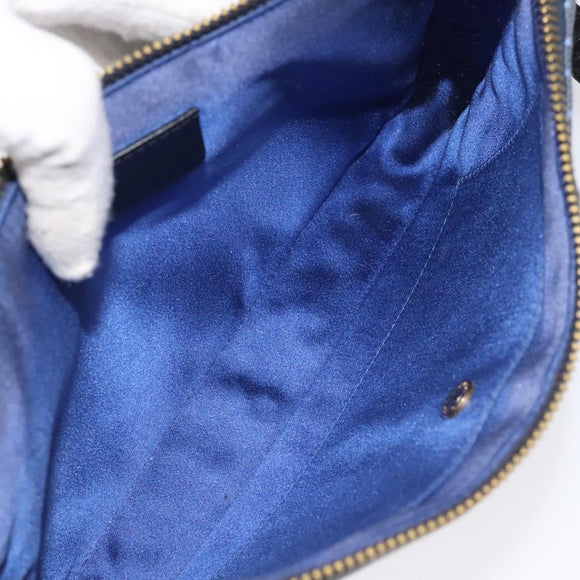 BVLGARI Logo Mania Shoulder Bag Nylon Blue Auth KD280