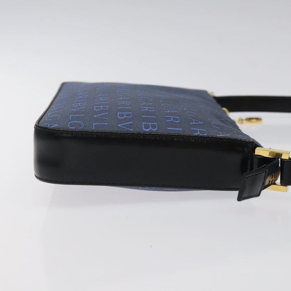 BVLGARI Logo Mania Shoulder Bag Nylon Blue Auth KD280