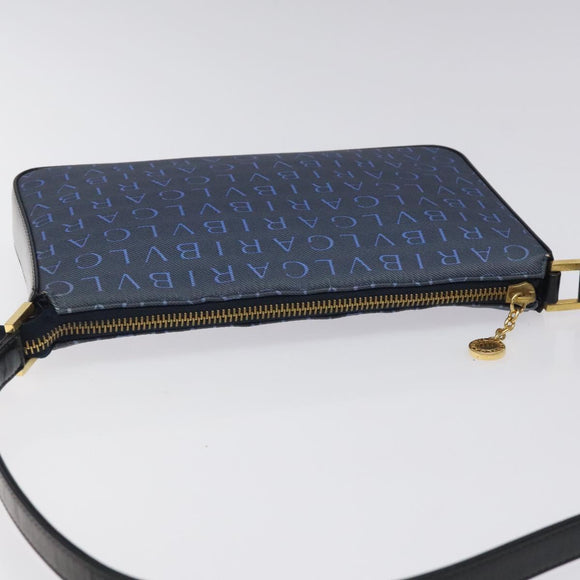 BVLGARI Logo Mania Shoulder Bag Nylon Blue Auth KD280