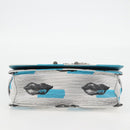 PRADA Chain Shoulder Bag Leather Blue Silver Auth KD283M-5