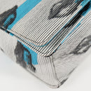 PRADA Chain Shoulder Bag Leather Blue Silver Auth KD283M-16