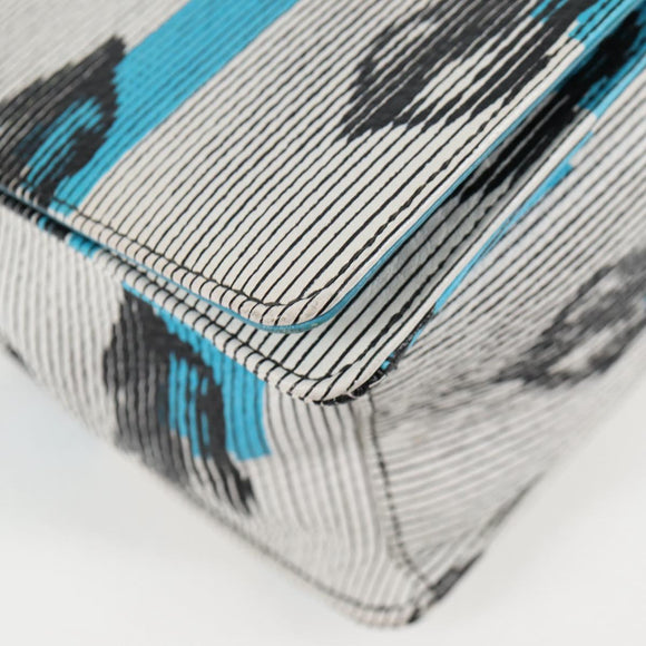 PRADA Chain Shoulder Bag Leather Blue Silver Auth KD283M