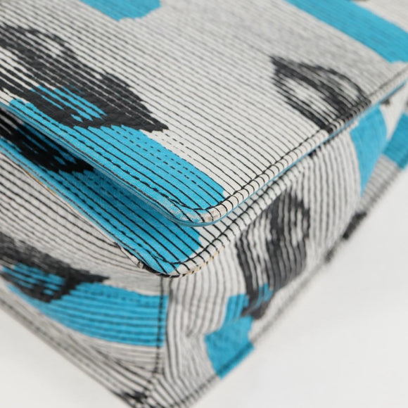 PRADA Chain Shoulder Bag Leather Blue Silver Auth KD283M