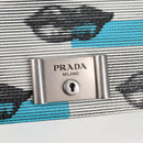 PRADA Chain Shoulder Bag Leather Blue Silver Auth KD283M-20