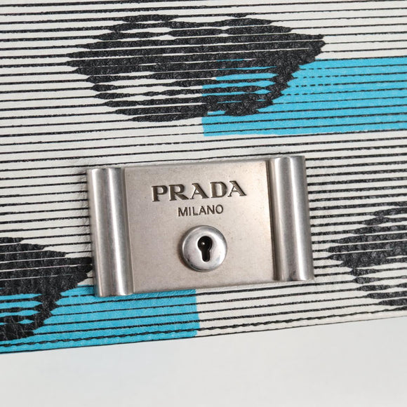 PRADA Chain Shoulder Bag Leather Blue Silver Auth KD283M