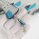 PRADA Chain Shoulder Bag Leather Blue Silver Auth KD283M-8