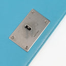 PRADA Chain Shoulder Bag Leather Blue Silver Auth KD283M-9