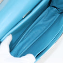 PRADA Chain Shoulder Bag Leather Blue Silver Auth KD283M-10