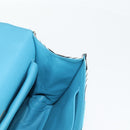 PRADA Chain Shoulder Bag Leather Blue Silver Auth KD283M-23