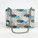 PRADA Chain Shoulder Bag Leather Blue Silver Auth KD283M-12