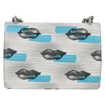 PRADA Chain Shoulder Bag Leather Blue Silver Auth KD283M - 0