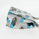 PRADA Chain Shoulder Bag Leather Blue Silver Auth KD283M-4
