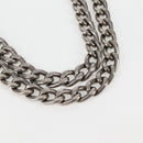 PRADA Chain Shoulder Bag Leather Blue Silver Auth KD283M-14