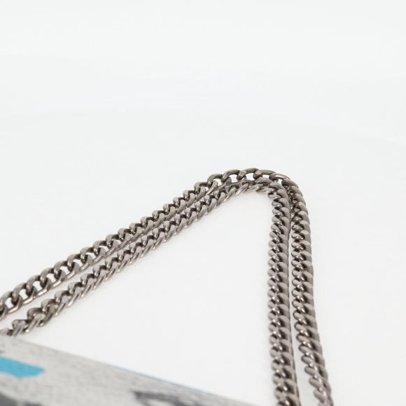 PRADA Chain Shoulder Bag Leather Blue Silver Auth KD283M