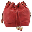 CHANEL Matelasse Chain Shoulder Bag Lamb Skin Red Gold CC Auth KD284-13