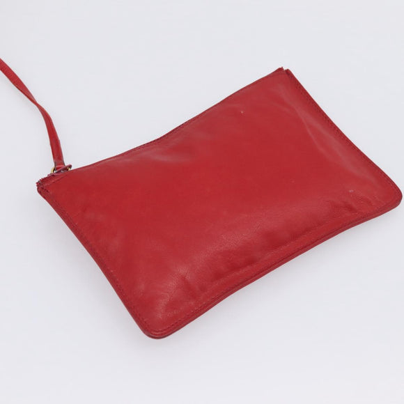 CHANEL Matelasse Chain Shoulder Bag Lamb Skin Red Gold CC Auth KD284