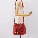 CHANEL Matelasse Chain Shoulder Bag Lamb Skin Red Gold CC Auth KD284-23