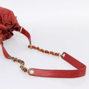 CHANEL Matelasse Chain Shoulder Bag Lamb Skin Red Gold CC Auth KD284-7