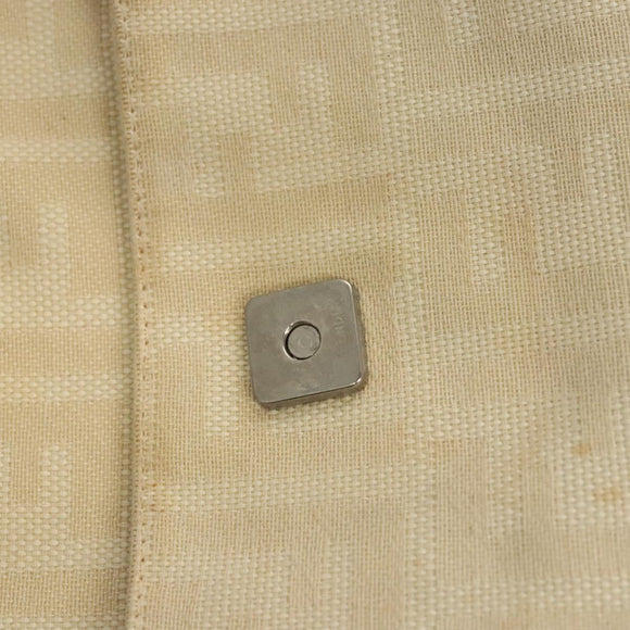 FENDI Zucca Canvas Mamma Baguette Shoulder Bag Beige Silver Auth KD315