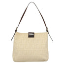 FENDI Zucca Canvas Mamma Baguette Shoulder Bag Beige Silver Auth KD315-2
