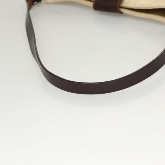 FENDI Zucca Canvas Mamma Baguette Shoulder Bag Beige Silver Auth KD315