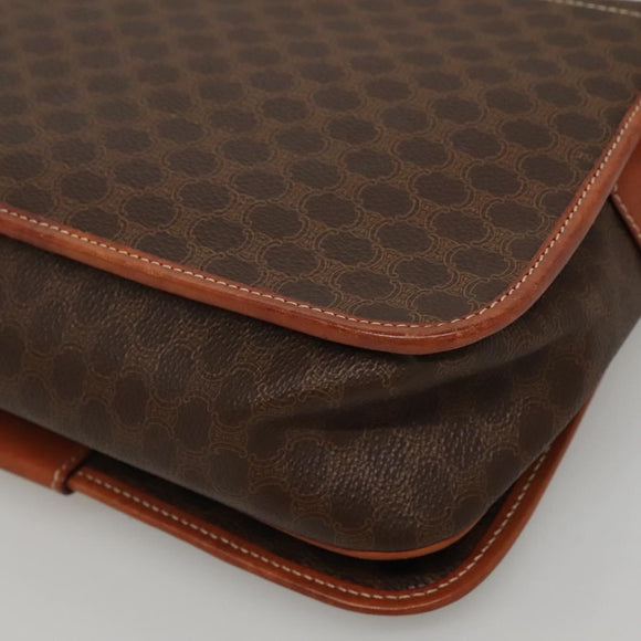 CELINE Macadam Canvas Shoulder Bag PVC Leather Brown Gold Auth KD317