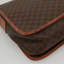 CELINE Macadam Canvas Shoulder Bag PVC Leather Brown Gold Auth KD317-16