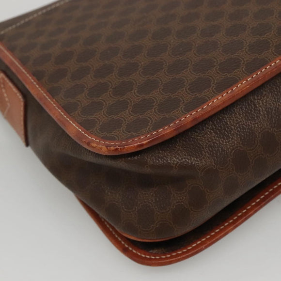 CELINE Macadam Canvas Shoulder Bag PVC Leather Brown Gold Auth KD317