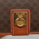 CELINE Macadam Canvas Shoulder Bag PVC Leather Brown Gold Auth KD317-17