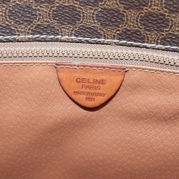 CELINE Macadam Canvas Shoulder Bag PVC Leather Brown Gold Auth KD317