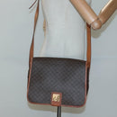 CELINE Macadam Canvas Shoulder Bag PVC Leather Brown Gold Auth KD317-21