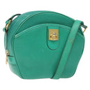 CELINE Shoulder Bag Leather Green Gold Auth KD318-1