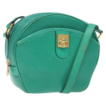CELINE Shoulder Bag Leather Green Gold Auth KD318