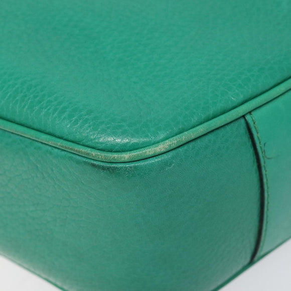 CELINE Shoulder Bag Leather Green Gold Auth KD318