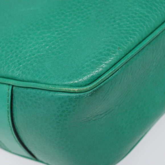 CELINE Shoulder Bag Leather Green Gold Auth KD318