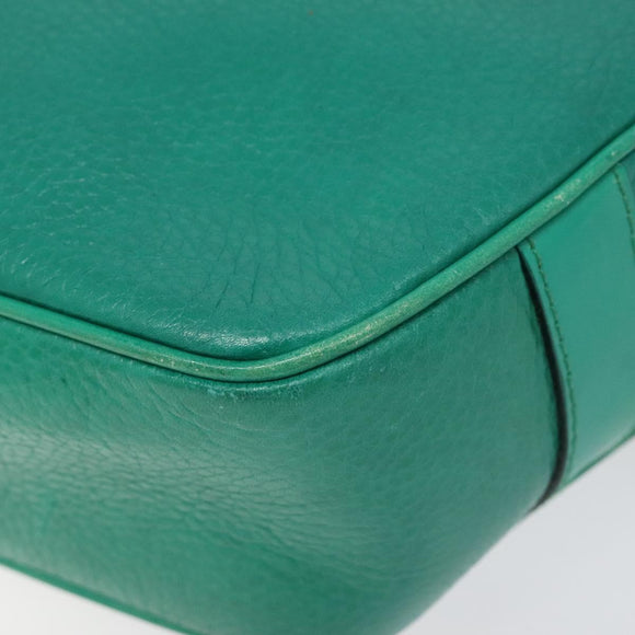 CELINE Shoulder Bag Leather Green Gold Auth KD318