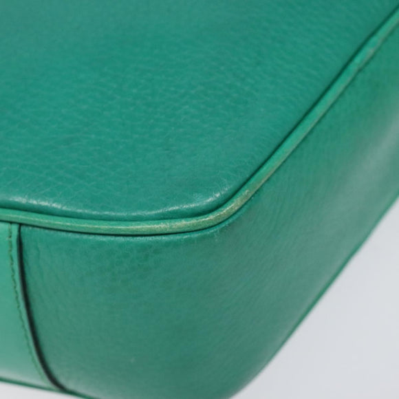 CELINE Shoulder Bag Leather Green Gold Auth KD318