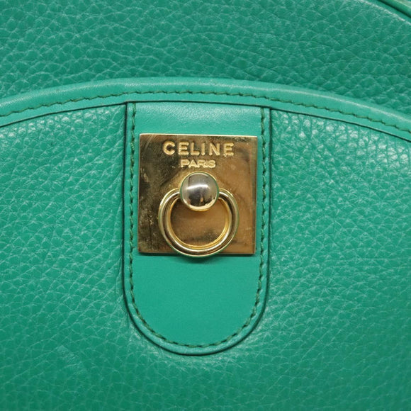 CELINE Shoulder Bag Leather Green Gold Auth KD318