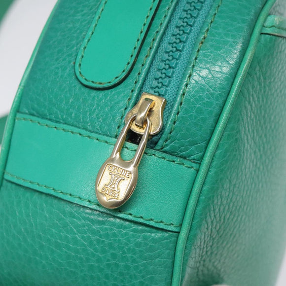 CELINE Shoulder Bag Leather Green Gold Auth KD318