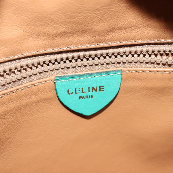 CELINE Shoulder Bag Leather Green Gold Auth KD318