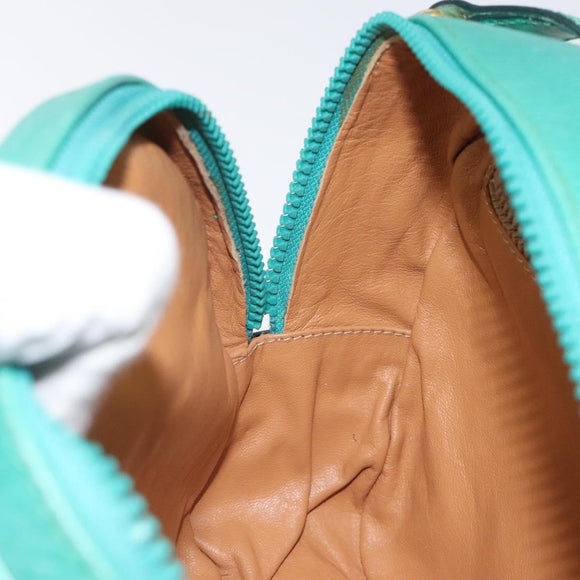 CELINE Shoulder Bag Leather Green Gold Auth KD318