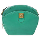 CELINE Shoulder Bag Leather Green Gold Auth KD318-13