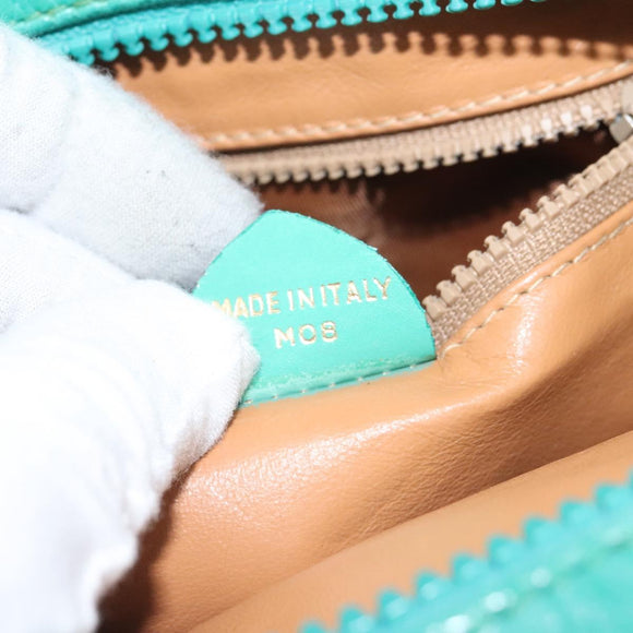 CELINE Shoulder Bag Leather Green Gold Auth KD318