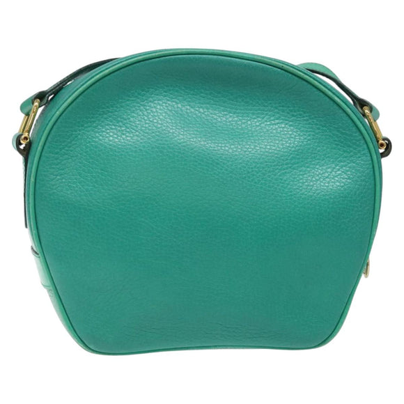 CELINE Shoulder Bag Leather Green Gold Auth KD318