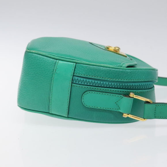 CELINE Shoulder Bag Leather Green Gold Auth KD318
