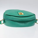 CELINE Shoulder Bag Leather Green Gold Auth KD318-6