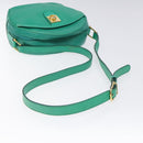CELINE Shoulder Bag Leather Green Gold Auth KD318-7