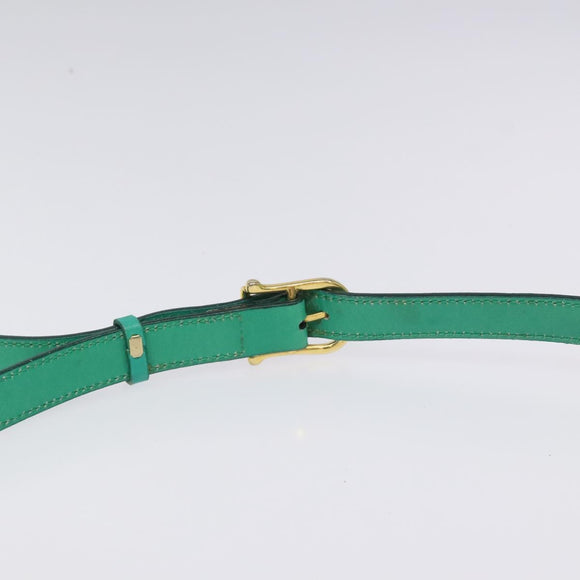 CELINE Shoulder Bag Leather Green Gold Auth KD318